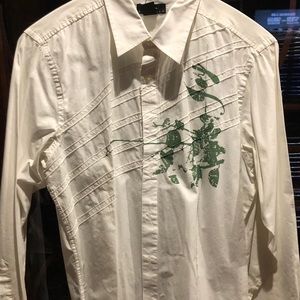 Artistic unique Attention cotton shirt - size L